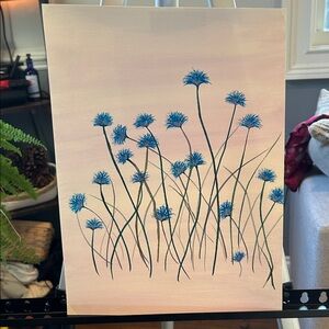 Blue Floral Watercolor Painting